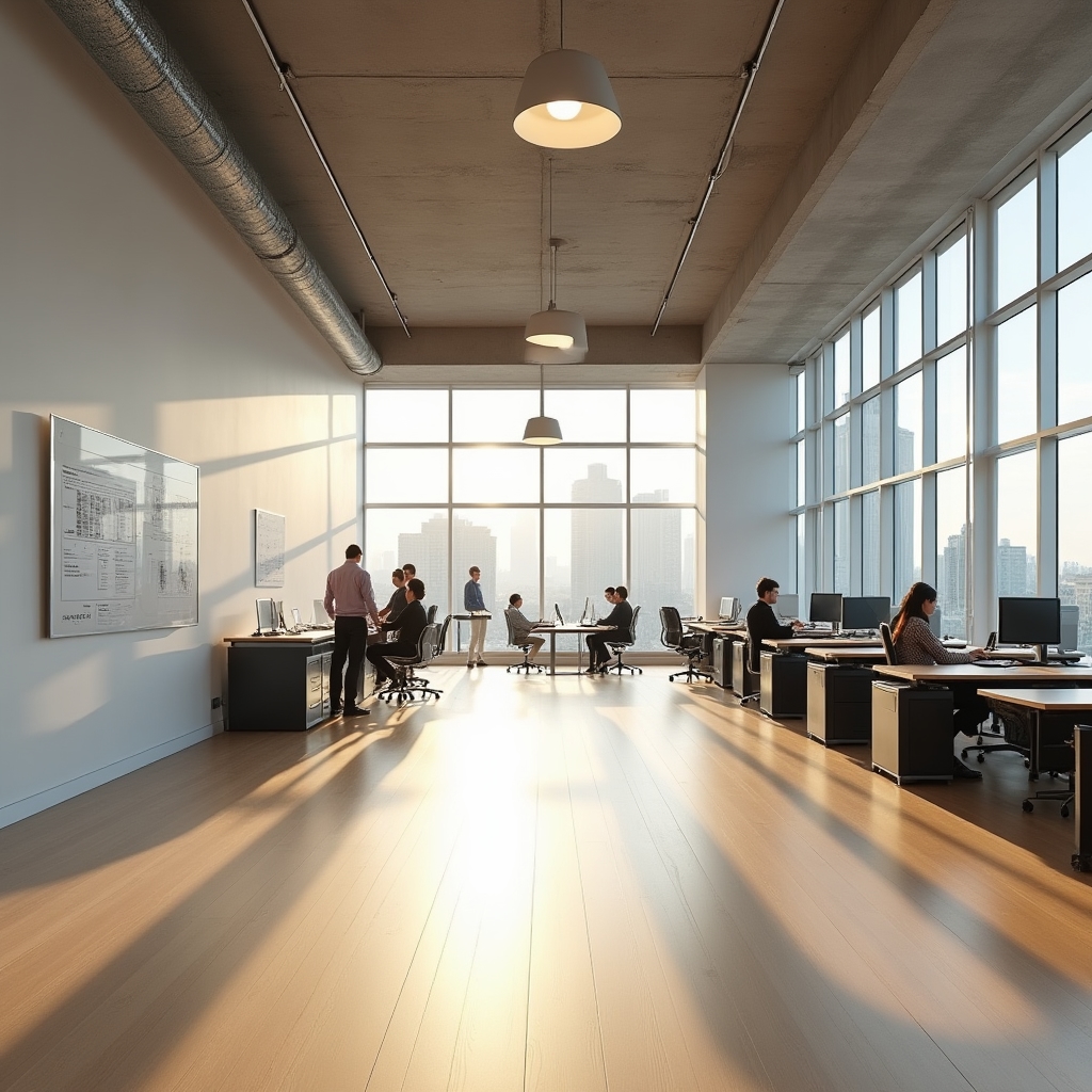 Рабочее пространство офиса Texnetova Hub в Астане